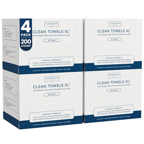 Vista 13 de Clean Skin Club Clean Towels XL®, toalla facial 100% biológica certificada por USDA, toallita facial desechable, aceptada por la Asociación