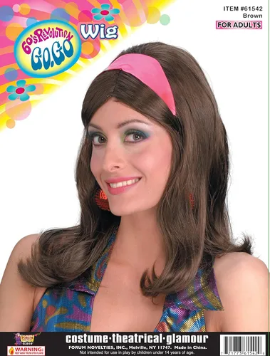 Vista 2 de 60De Go Go café Peluca con Hot Pink Headband
