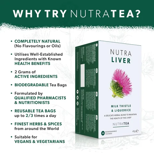 Vista 3 de NUTRALIVER - Té desintoxicante del hígado Té de limpieza del hígado – Para limpieza del hígado y apoyo del hígado – Incluye cardo mariano, cúrcuma