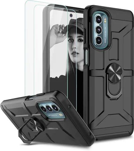 Vista 40 de Jeylly para Moto G Stylus 5G 2021 Funda con [2 Pack] Protector de Pantalla de Vidrio Templado, Protección Grado Militar Anti-Arañazos, Funda A