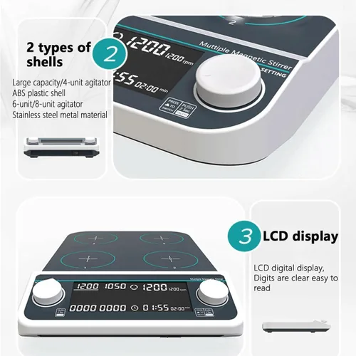 Vista 4 de 4P,Magnetic Stirrer with LED Display, Heated Magnetic Stirring Plate Laboratory Stirrer, Suitable for Research and School Laboratories