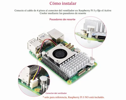 Vista 4 de Enfriador activo oficial Pi 5 compatible con Raspberry Pi 5
