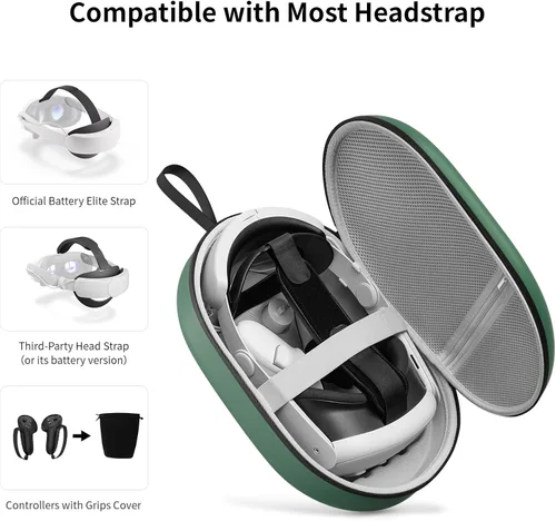 Vista 3 de ANNAPRO Funda de transporte para Meta Quest 3, compatible con auriculares Oculus Quest 3 con correa Elite, controladores y otros accesorios, carcasa