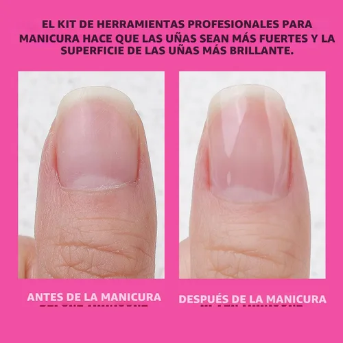 Vista 7 de FANDAMEI Limas de uñas y amortiguadores, herramientas de manicura kit de cuidado de uñas con lima de uñas, bloque de pulidor de uñas, cuidado