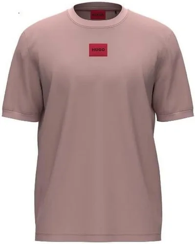Vista 36 de Hugo Mens Ribbed Crew Neck Regular Fit Center Logo T-Shirt Blanco (Chalk White)