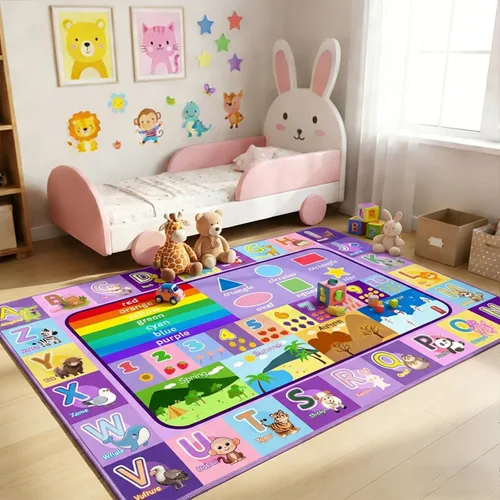 Vista 21 de Alfombra infantil para sala de juegos, dormitorio, 2.5 x 4 pies, alfombra educativa ABC para aula, guardería, alfombra antideslizante de aprendizaje