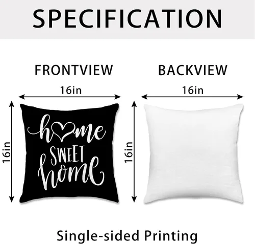 Vista 4 de Hexagram Juego de 4 fundas decorativas negras con diseño geométrico negro de 16 x 16 pulgadas, fundas decorativas para cojín de estilo bohemio