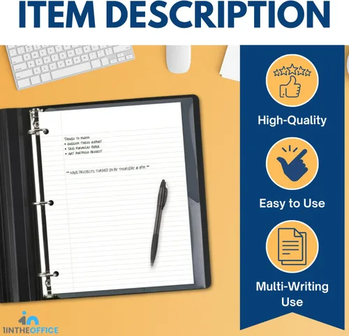 Vista 5 de 1InTheOffice Filler Paper College - Papel para carpeta de hojas sueltas de 8.5 x 11 pulgadas, 3 agujeros, tamaño carta, (400/paquete)
