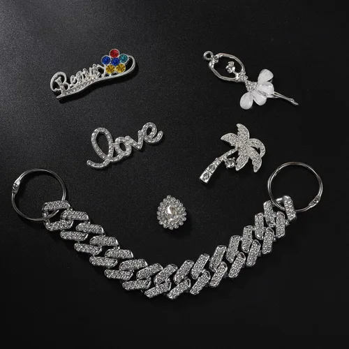 Vista 4 de Winee Dijes brillantes de diseñador para zapatos para mujeres y niñas, joyería de cristal, decoración de diamantes, gemas de perlas y diamantes