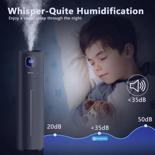 Vista 7 de Akeshan Humidificadores Grandes para Dormitorio, 9L/2.5Gal Ultrasónico de Niebla Fría, Relleno Superior Fácil de Limpiar con Velocidad de Niebla
