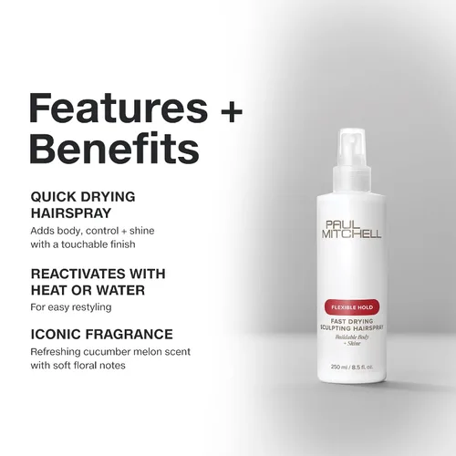 Vista 3 de Paul Mitchell Spray para esculpir de secado rápido, fijación media, acabado táctil, para todo tipo de cabello