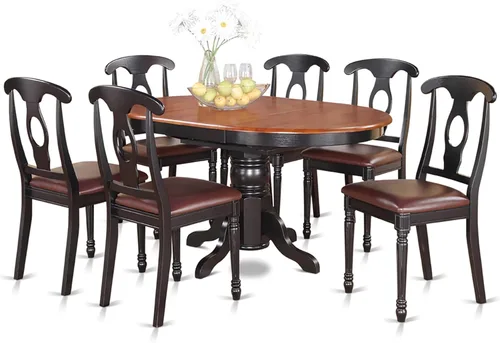 Vista 8 de East West Furniture KENL5-BLK-LC - Juego de mesa y sillas de cocina de 5 piezas, incluye una mesa de comedor ovalada con hoja de mariposa y 4 sillas