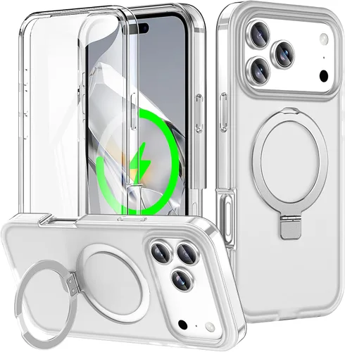 Vista 18 de Funda de cuerpo completo a prueba de golpes para iPhone 13 Pro con soporte magnético invisible [compatible con MagSafe] protector de pantalla