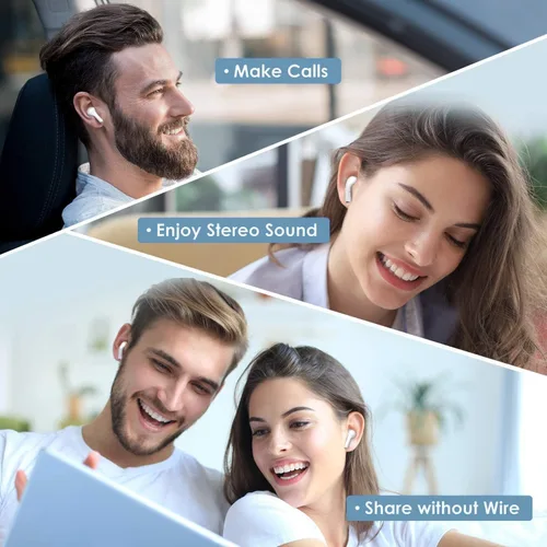Vista 8 de Auriculares inalámbricos, auriculares Bluetooth inalámbricos en el oído con micrófono ENC con cancelación de ruido, 30 horas con estéreo de alta