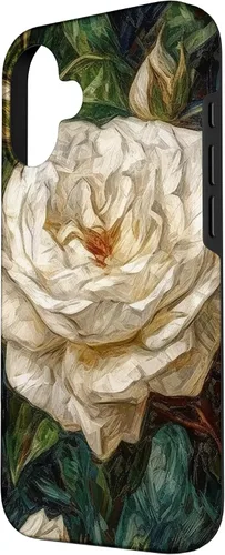 Vista 2 de iPhone 16 Van Gogh Art White Flower White Roses Case