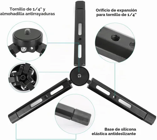 Vista 2 de Mini trípode de aluminio, trípode de mesa de escritorio para Zhiyun Smooth Q/4, Crane Plus/2, Weebill s, Ronin S/SC/RS2/RSC2, Osmo Mobile