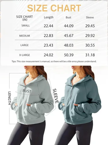 Vista 5 de AUTOMET Sudaderas con capucha para mujer, con media cremallera, chaquetas de vellón, tops de gran tamaño, trajes de otoño, ropa de moda de invierno