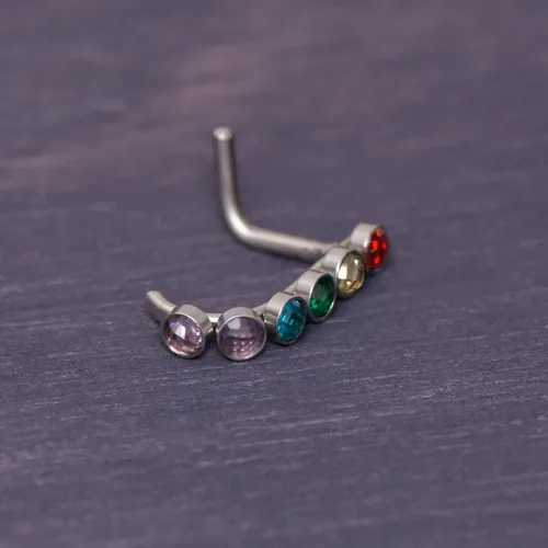 Vista 5 de Nose Ring with CZ - Surgical Steel Nose Earring