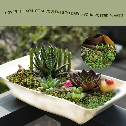 Vista 5 de Musgo falso de 19 onzas para plantas en maceta, musgo artificial para manualidades, musgo verde sintético para plantas falsas decorativas