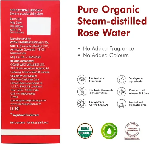 Vista 2 de Signature Gulab Jal Agua de rosas para hombres y mujeres Agua de rosas pura destilada al vapor para la cara Ideal para todo tipo de piel ayuda