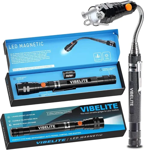 Vista 8 de VIBELITE Herramienta de recogida magnética telescópica con varilla de recogida de 1 libra y 15 libras, espejo de inspección redondo y cuadrado