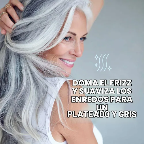 Vista 2 de Just Nutritive Juego de champú y acondicionador para cabello gris, ilumina y elimina el cobrizo y el amarillamiento sin tinte morado, aceite