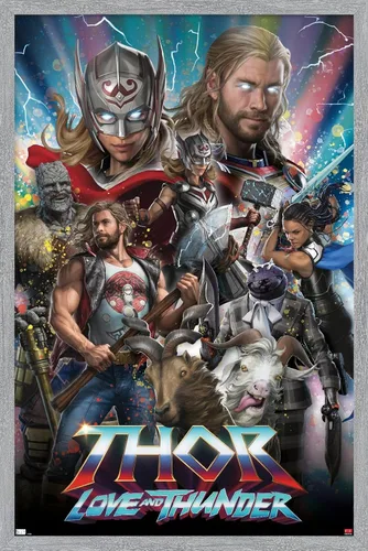Vista 15 de Trends International Marvel Thor: Love and Thunder - Póster de pared increíble, 14.725 x 22.375 pulgadas, versión enmarcada de madera de granero