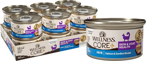 Vista 16 de Wellness CORE+ Alimento húmedo en paté de peso saludable para gatos adultos, natural, rico en proteínas, sin granos, 2.8 onzas, paquete de 12