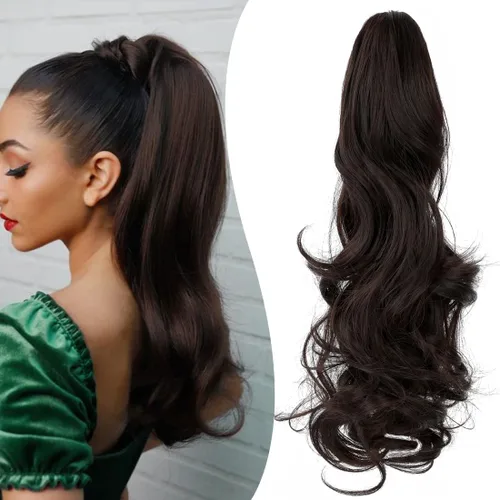 Vista 10 de Extensión de cola de caballo con clip de garra, de 18 pulgadas, extensiones de cabello ondulado largo para mujer, extensiones de cola de caballo