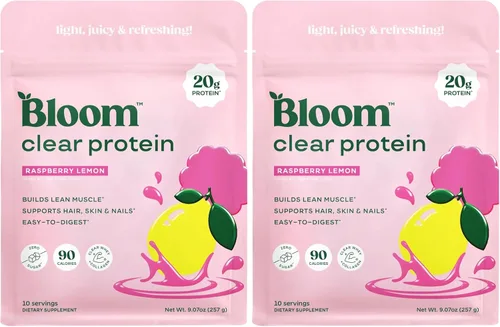Vista 7 de Bloom Nutrition Proteína de suero transparente, limonada de frambuesa, 10