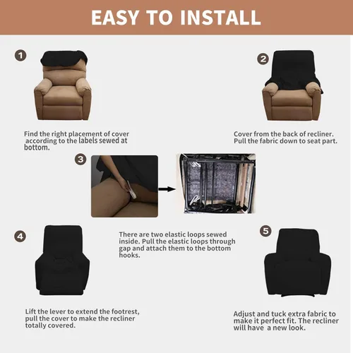 Vista 5 de Easy-Going - Funda 100 % impermeable doble para sofá reclinable, diseño jacquard, en 1 pieza, a prueba de derrames, para niños, mascotas, perros