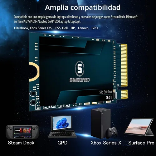 Vista 3 de SSD 256GB M.2 2230 NVMe PCIe Gen 3.0X4 unidad interna de estado sólido, compatible con Steam Deck, ROG Ally, Surface Pro, Ultrabook, laptop, PC
