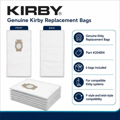 Vista 7 de Kirby 204814 Bolsas de Filtro HEPA Micron Magic Plus, 6, Bolsas de Aspiradora Blancas