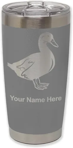Vista 33 de LaserGram Vaso aislado al vacío de 20 onzas, pato, grabado personalizado incluido (negro) Engraved Gift for Duck Hunters, Vacuum Insulated