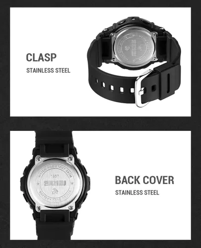 Vista 7 de Reloj deportivo multifunción para hombre, cronómetro militar, alarma, calendario, resistente al agua