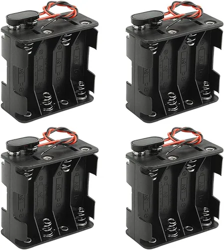 Vista 7 de WMYCONGCONG Paquete de 5 4 soportes de batería AA de 1.5 V con clip de batería con cable tipo I Conector a presión estándar (4AA) para tiras LED