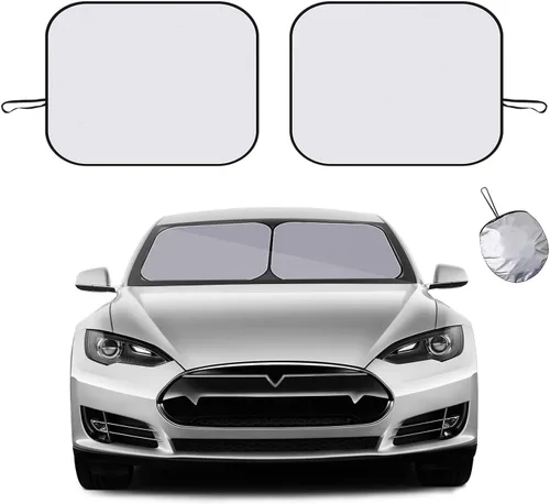 Vista 9 de Ziciner 2 parasoles para parabrisas de automóvil, bloqueador de calor solar y rayos UV, protector plegable de 28 x 31 pulgadas, accesorios