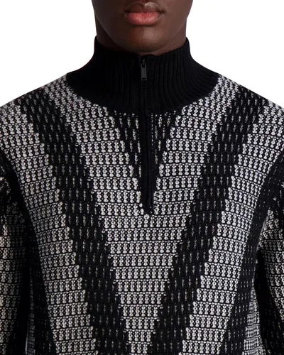 Vista 4 de Karl Lagerfeld Paris Men's Jacquard Half Zip Sweater