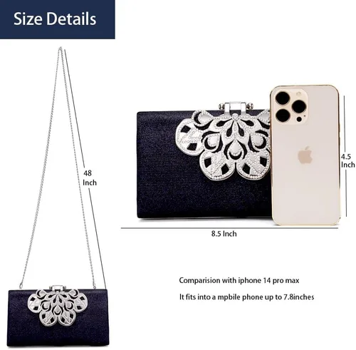 Vista 3 de Bolso de mano de noche para mujer, bolso de noche con cristales brillantes de diamantes de imitación, bolso de hombro, bolso formal para fiesta