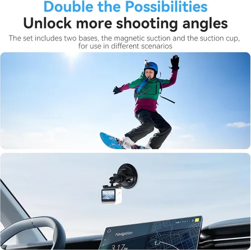 Vista 6 de Levigo Gimble - Soporte de dirección de liberación rápida para cámara y base de succión magnética compatible con DJI Osmo Pocket 3, soporte