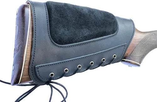Vista 4 de Funda de cuero genuino para soporte de munición con relleno de gamuza para mejillas