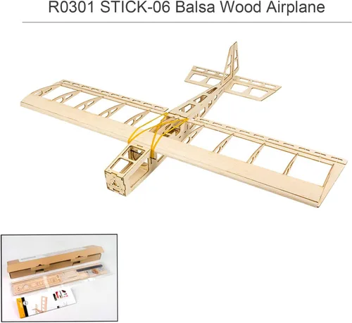 Vista 4 de mewmewcat Rc Avión, Dancing Hobby R03 STICK-06 Avión 22.835 in Pan Balsa Madera Aviones DIY Juguete Volador para Adultos al Aire Libre Kit Versión