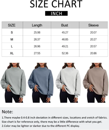 Vista 6 de Trendy Queen Sudaderas de gran tamaño para mujer, cuello alto, manga larga, sudaderas con capucha para otoño, ropa 2023