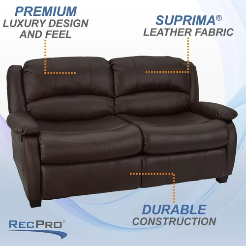Vista 4 de RecPro Colección Charles Sofá biplaza de 65 pulgadas Colchón de espuma viscoelástica Sofá extraíble Mueble RV Castaño