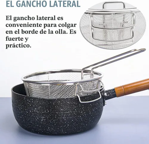 Vista 6 de Cesta de drenaje de acero inoxidable, cesta plegable multifuncional para freír – Malla de alambre redonda para freír chips franceses para servir