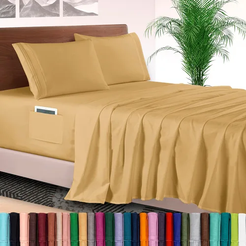 Vista 58 de Elegant Comfort - Juego de sábanas de lujo de 4 piezas - Ropa de cama de lujo de 1500 hilos, calidad de hotel prémium, microfibra, resistente a