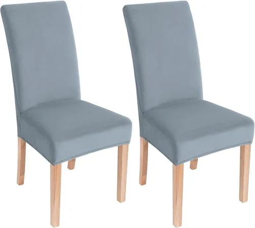 Vista 33 de smiry - Fundas para sillas de comedor de terciopelo elástico y suave, extraíbles, Terciopelo, Beige