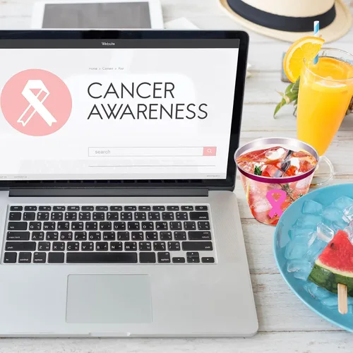 Vista 5 de Gejoy 50 vasos de plástico desechables de 9 onzas para concienciación sobre el cáncer de mama, con borde rosa, vasos desechables para fiestas, copas