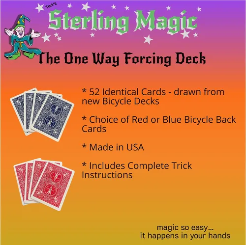 Vista 4 de Ted's Sterling Magic Bicicleta de corte de fábrica en blanco y negro Joker Trick Deck (azul fuerza unidireccional)