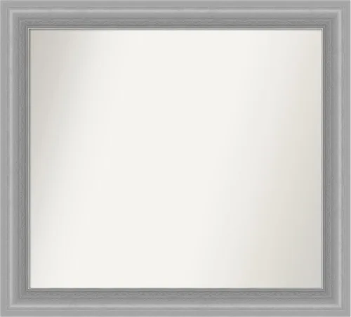 Vista 365 de Amanti Art Espejo de baño plateado para sobre el fregadero, 24 x 24 pulgadas, espejo cuadrado de peltre forjado a medida, marco de madera casual